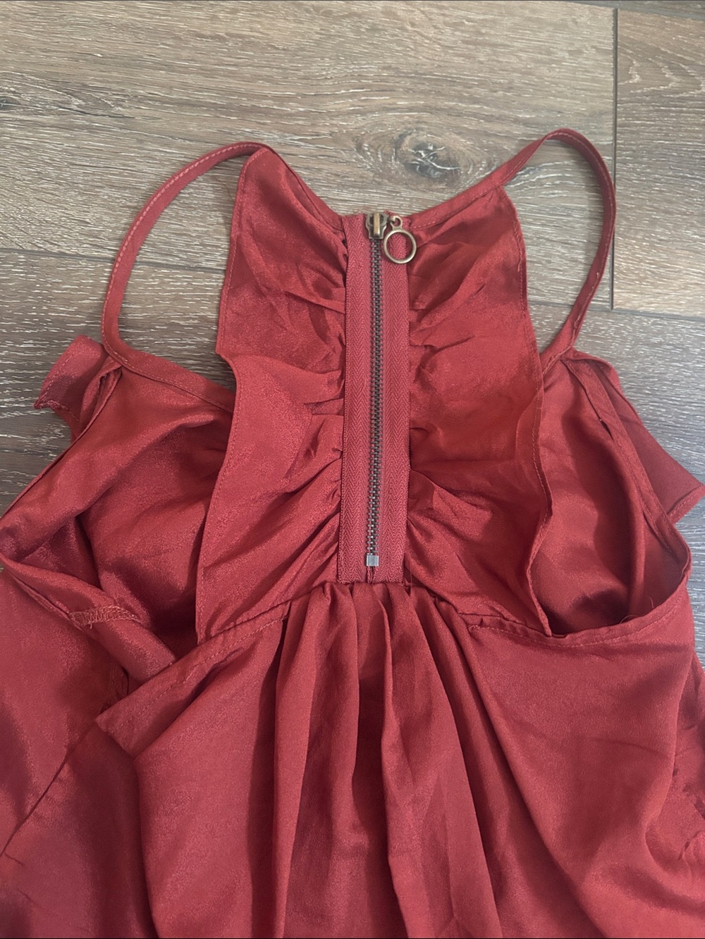 Charlotte Russe Ruffle Zip Rust Tank - Picture 4 of 6